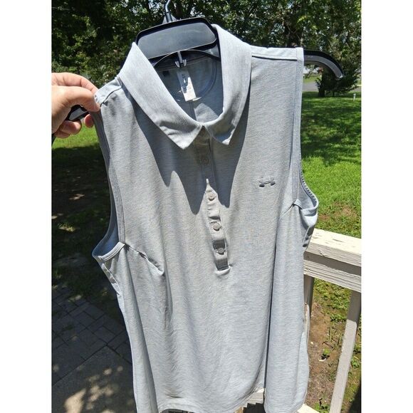 Sleeveless 5 Button Top Under Armour Heatgear Women's Gray XL 14 - Picture 1 of 8